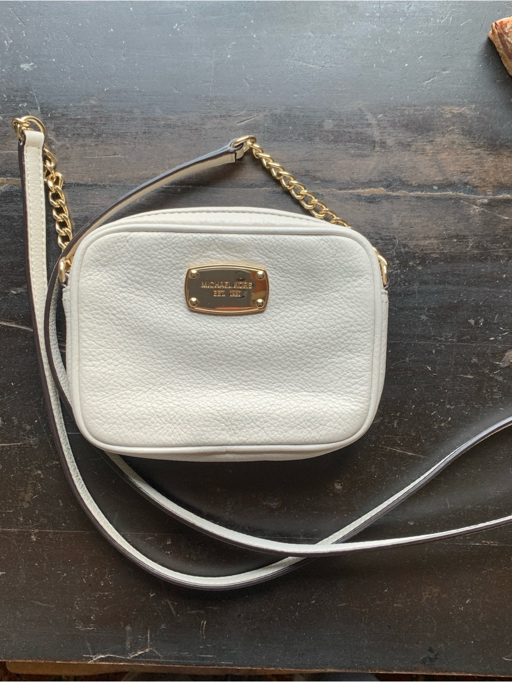 Michael Kors Cream Pebbled Leather Crossbody with Gold Hardware